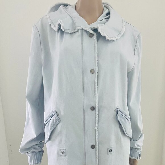 Coalition LA Distressed Denim Hooded Jacket Size Small - Picture 4 of 9